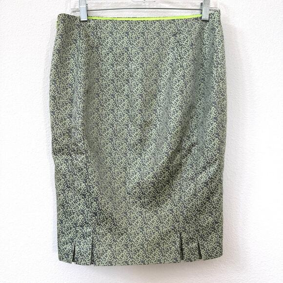 ELIE TAHARI Textured Pencil Skirt Green Geometric Lined Women M Classic Workwear - Picture 5 of 6